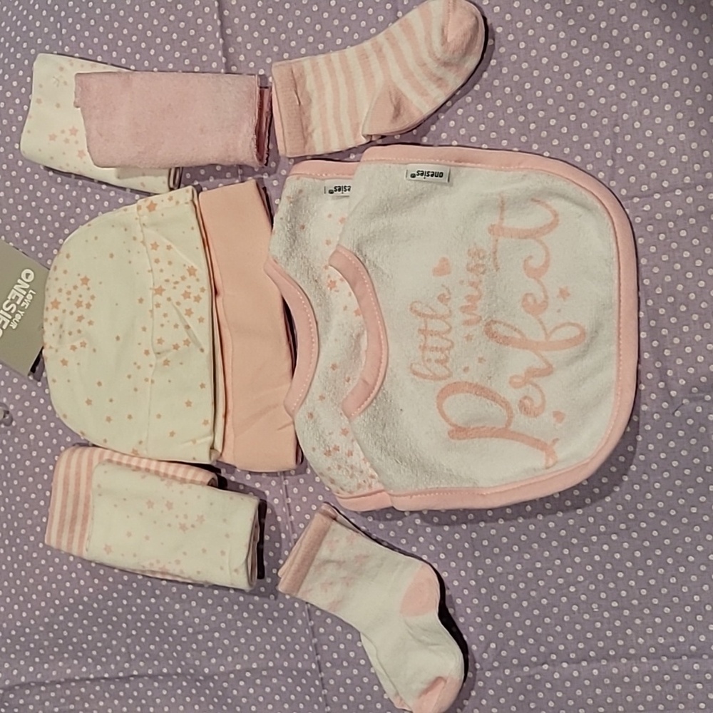 Gerber Pink and White Baby Bib Set